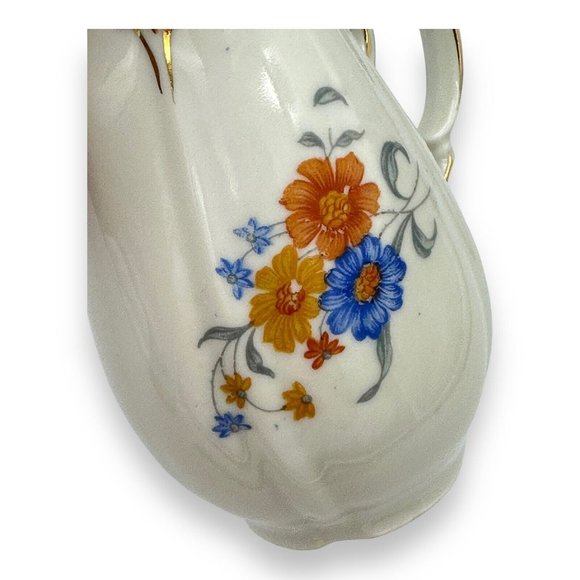 VTG Porcelain Creamer Germany US Zone Double Side Floral Designs Gold Trim 4.5" - Picture 10 of 11